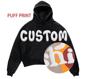 OEM Custom High Quality 3D Puff Printing Heavyweight Pullover Oversize Men's Hoodies Thick Fabric Fleece