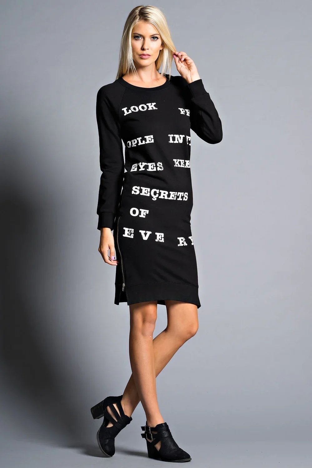 Modern women black t-shirt dress custom apparel manufacturing factory