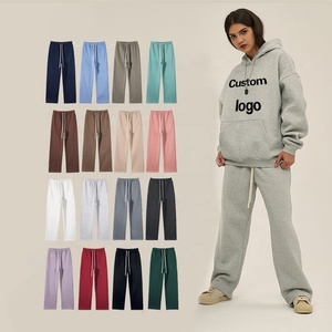Custom Logo Unisex Wide Leg Jogger Sweatpants Fleece Straight Leg Sweatpants 350GSM Mens Fleece Sweatpants