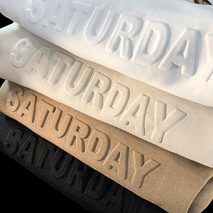 Oversized 100% Cotton French Terry 3D Printed Streetwear Hoodie Unisex Heavyweight Pullover Embossed Hoodies