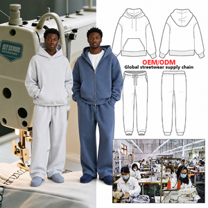 OEM Streetwear Hoodie Set Manufacturer Custom French Fleece Hoodie Sweatpants Private Label Clothing Bulk Production Factory