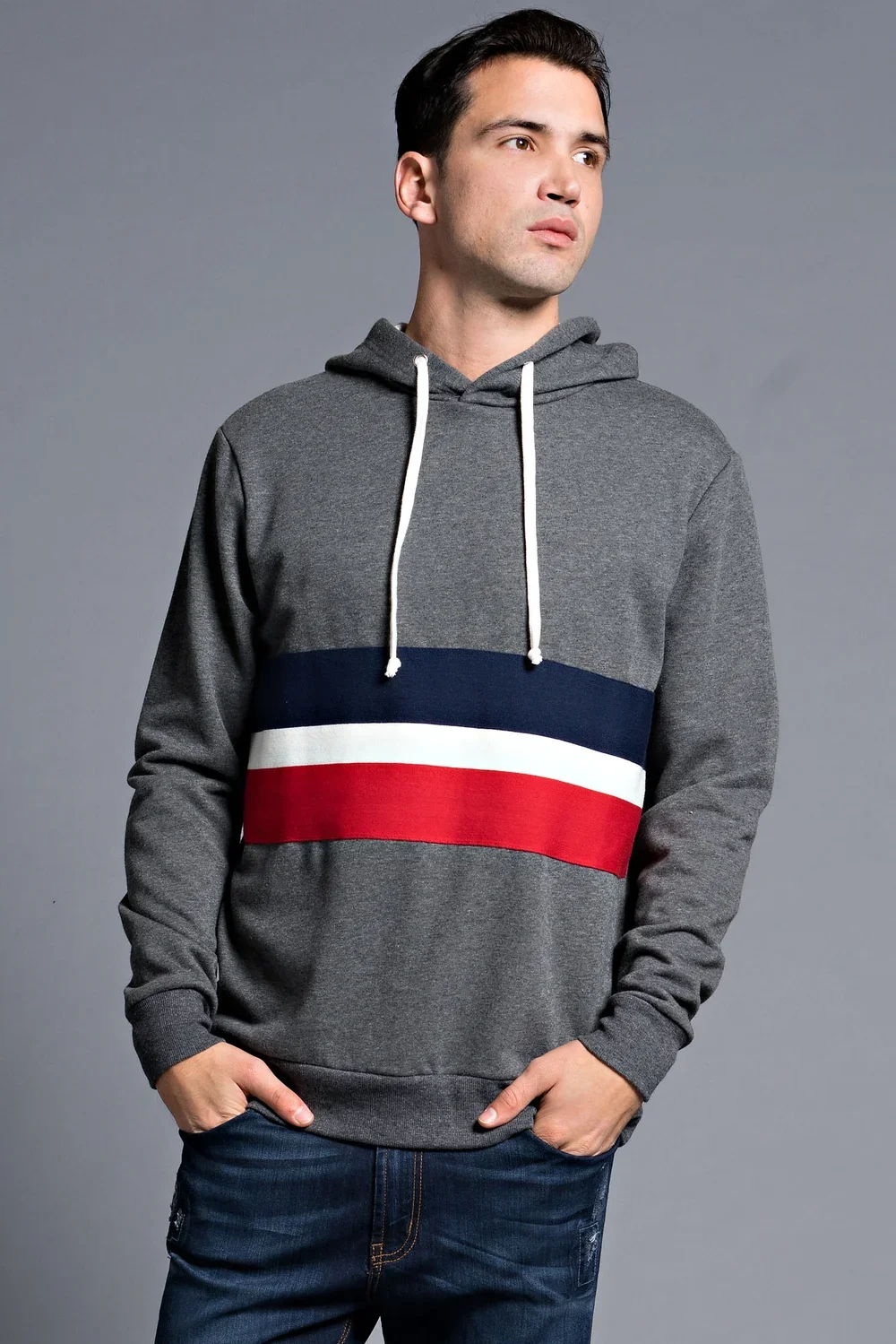 Private Label Men's Striped Pullover Hoodie Factory