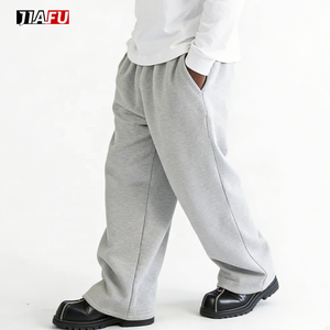 High Quality Mens Fleece Wide Straight Leg Stacked Sweatpants Custom Oversized 400gsm Flared Pants Men Joggers Trousers