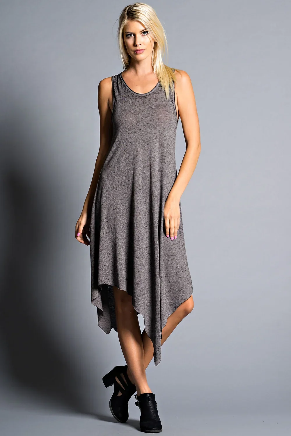 Gray sleeveless basic dress - Quality control certified apparel facility